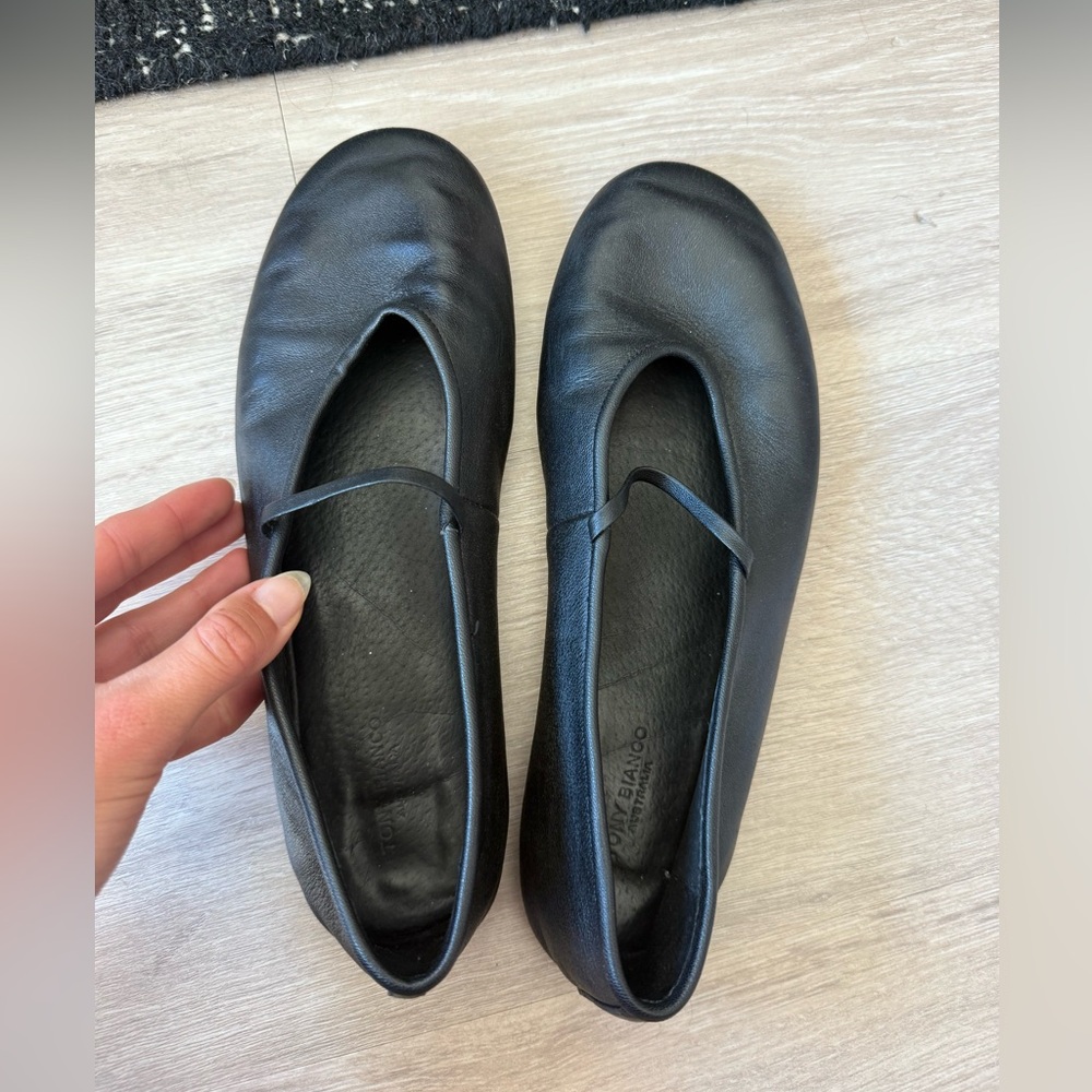 Tony Bianco Black Leather Ballet Flats